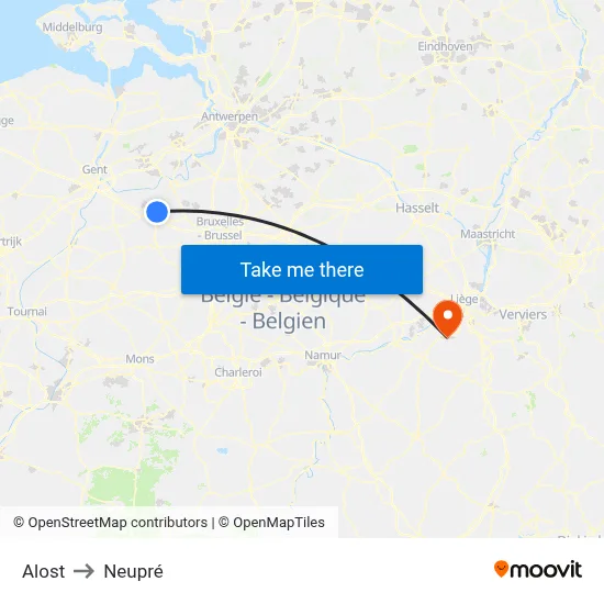 Alost to Neupré map