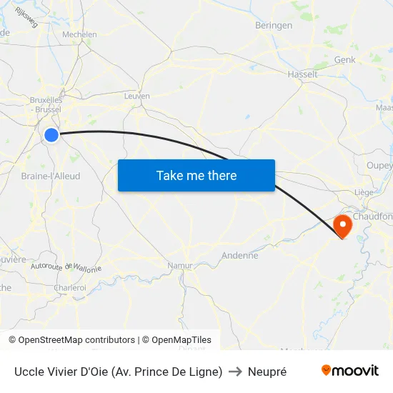 Uccle Vivier D'Oie (Av. Prince De Ligne) to Neupré map