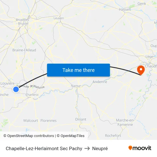 Chapelle-Lez-Herlaimont Sec Pachy to Neupré map