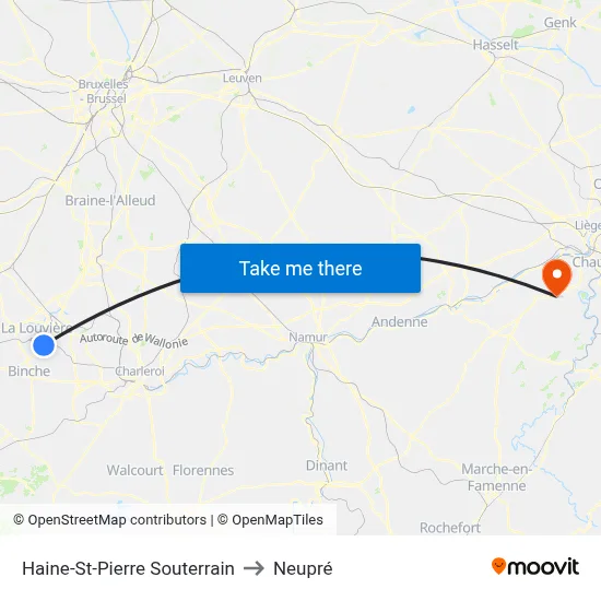 Haine-St-Pierre Souterrain to Neupré map