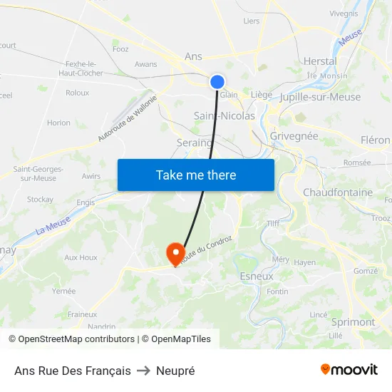 Ans Rue Des Français to Neupré map