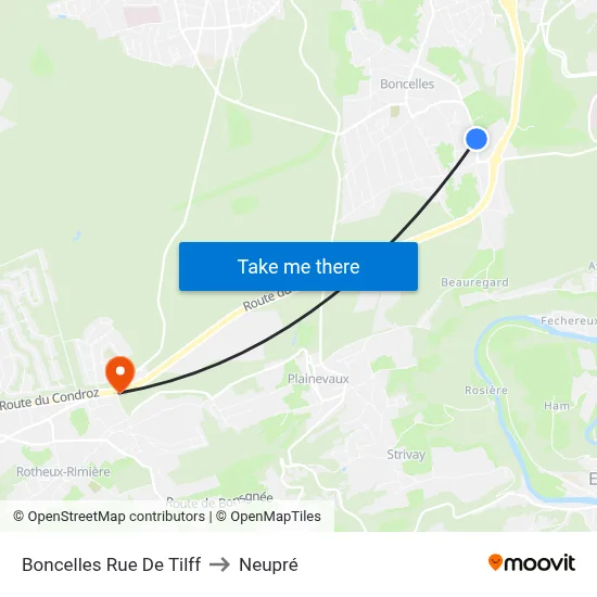 Boncelles Rue De Tilff to Neupré map