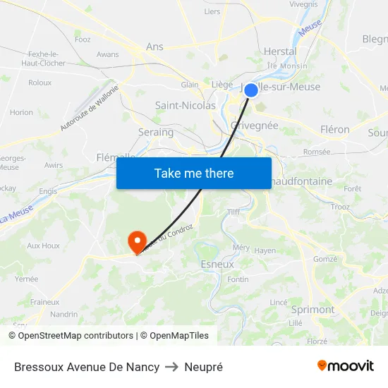 Bressoux Avenue De Nancy to Neupré map