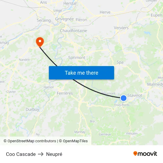 Coo Cascade to Neupré map