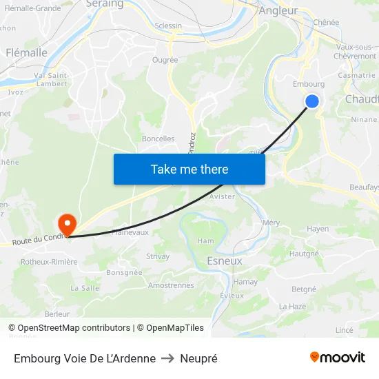 Embourg Voie De L’Ardenne to Neupré map