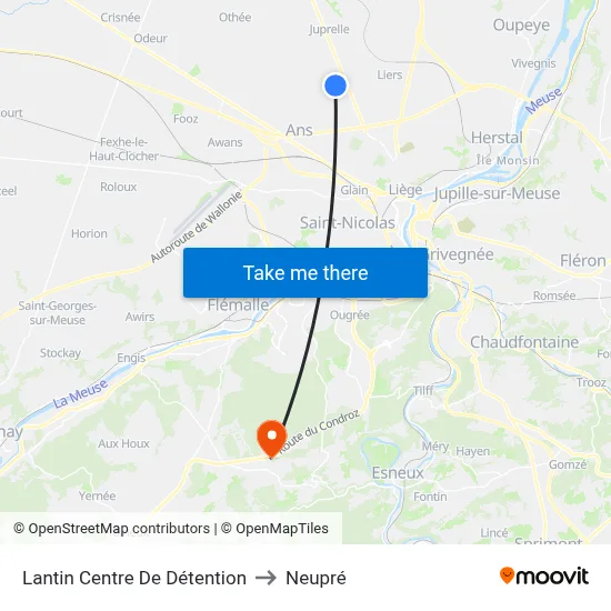 Lantin Centre De Détention to Neupré map