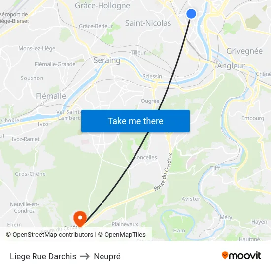 Liege Rue Darchis to Neupré map
