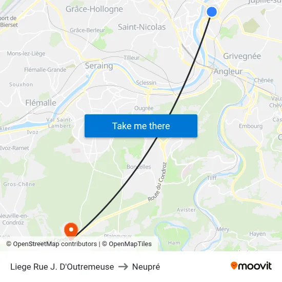 Liege Rue J. D'Outremeuse to Neupré map