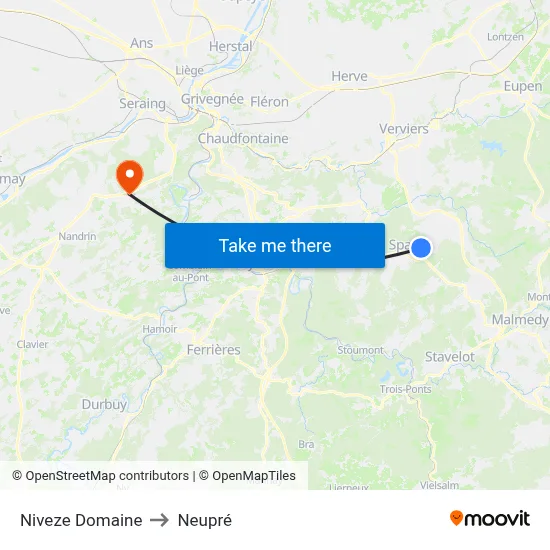 Niveze Domaine to Neupré map