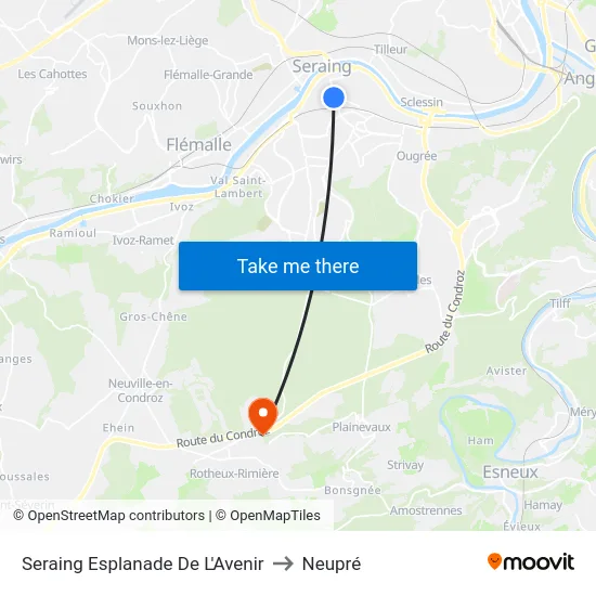 Seraing Esplanade De L'Avenir to Neupré map