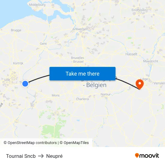 Tournai Sncb to Neupré map
