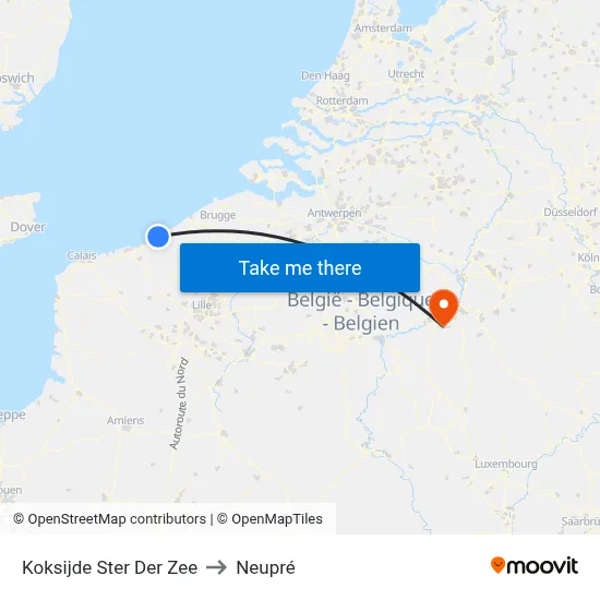 Koksijde Ster Der Zee to Neupré map