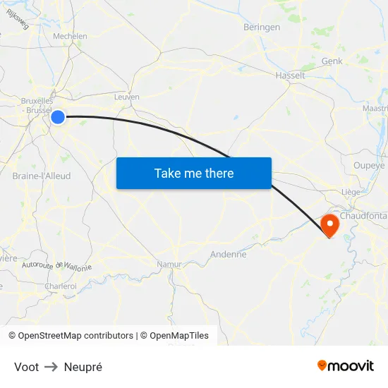 Voot to Neupré map