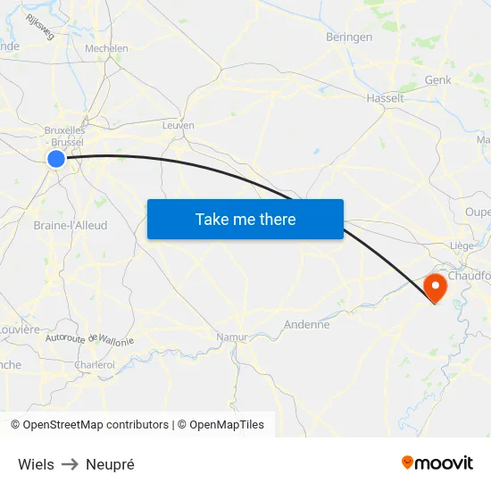 Wiels to Neupré map