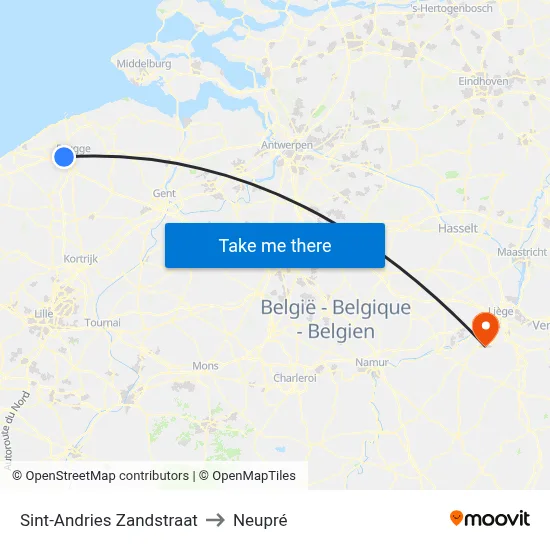 Sint-Andries Zandstraat to Neupré map