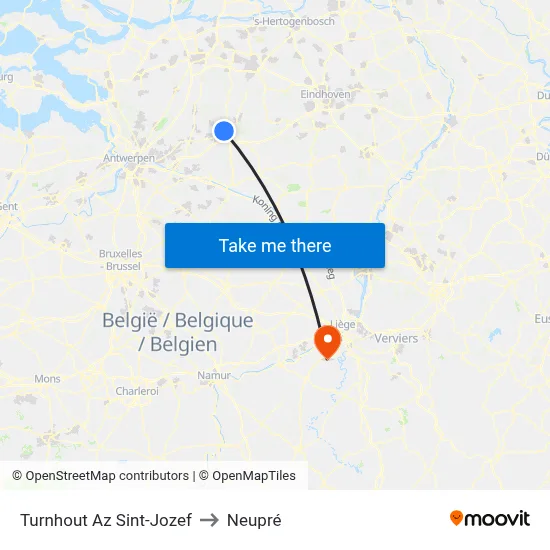 Turnhout Az Sint-Jozef to Neupré map