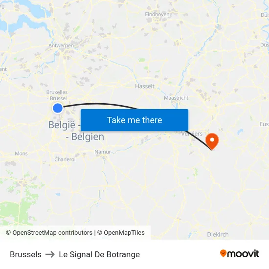 Brussels to Le Signal De Botrange map