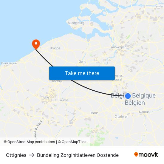 Ottignies to Bundeling Zorginitiatieven Oostende map