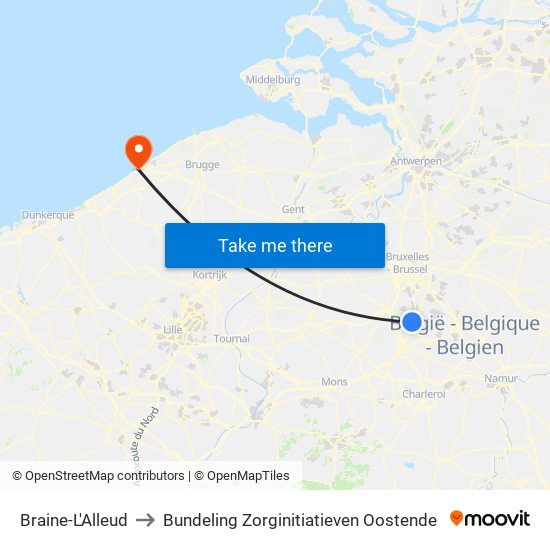 Braine-L'Alleud to Bundeling Zorginitiatieven Oostende map