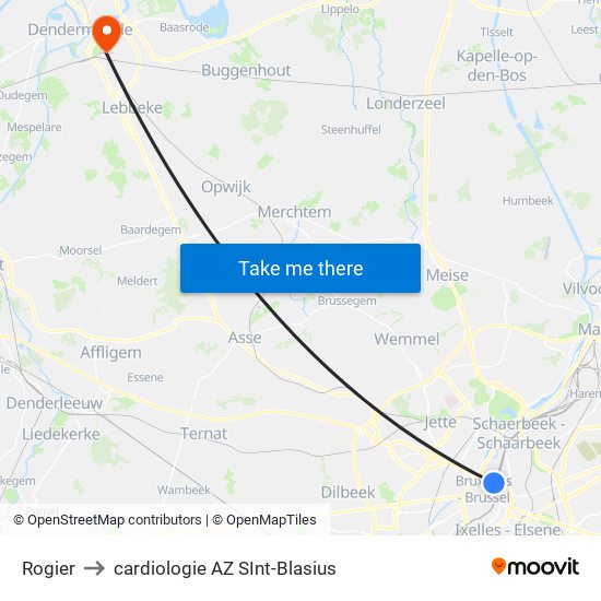 Rogier to cardiologie AZ SInt-Blasius map