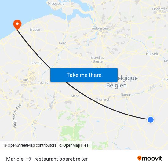 Marloie to restaurant boarebreker map