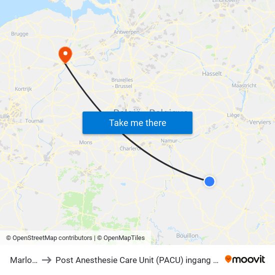 Marloie to Post Anesthesie Care Unit (PACU) ingang 50 map