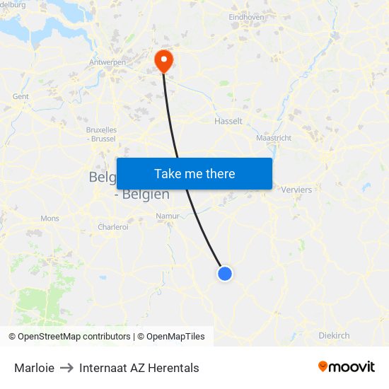 Marloie to Internaat AZ Herentals map