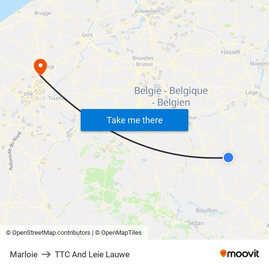 Marloie to TTC And Leie Lauwe map