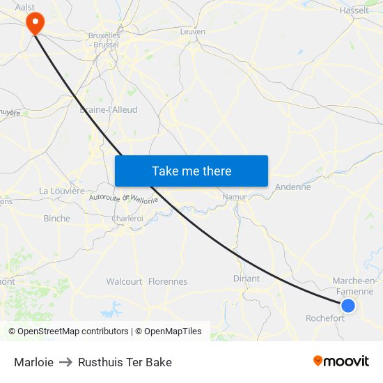 Marloie to Rusthuis Ter Bake map