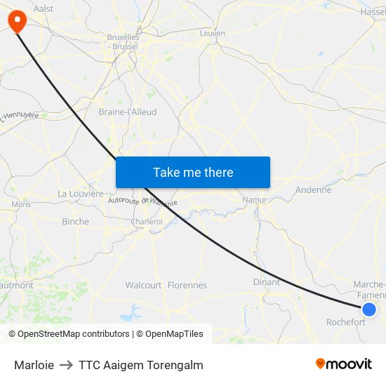 Marloie to TTC Aaigem Torengalm map