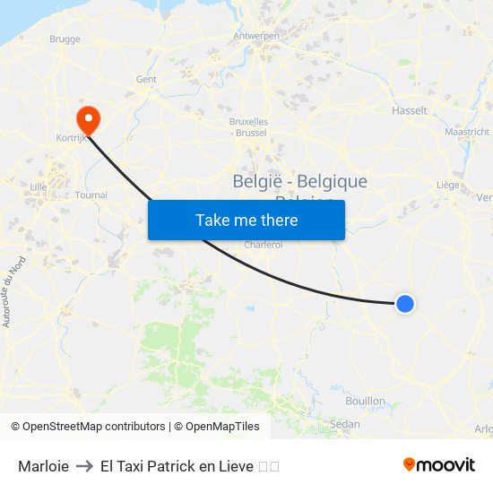Marloie to El Taxi Patrick en Lieve 🚙🚗 map