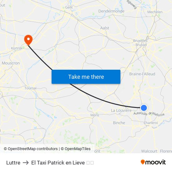 Luttre to El Taxi Patrick en Lieve 🚙🚗 map