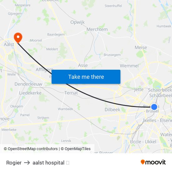 Rogier to aalst hospital 🏥 map