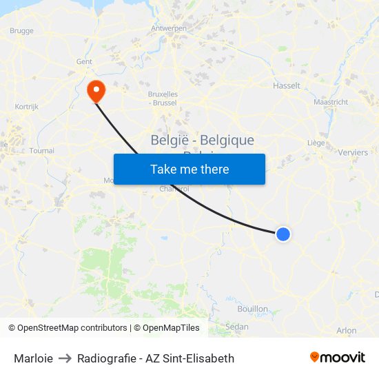 Marloie to Radiografie - AZ Sint-Elisabeth map