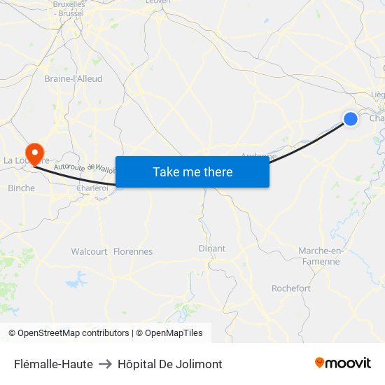 Flémalle-Haute to Hôpital De Jolimont map