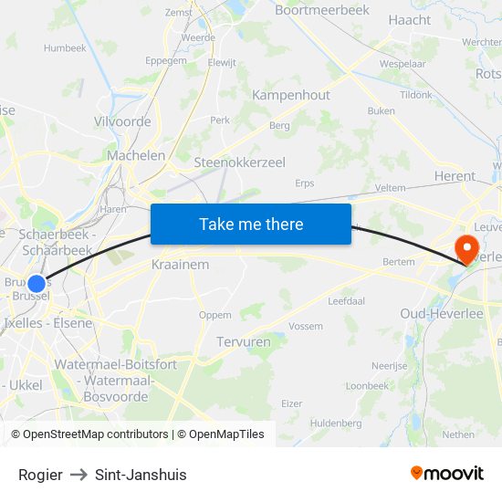 Rogier to Sint-Janshuis map