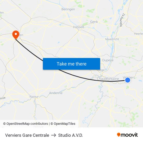 Verviers Gare Centrale to Studio A.V.D. map