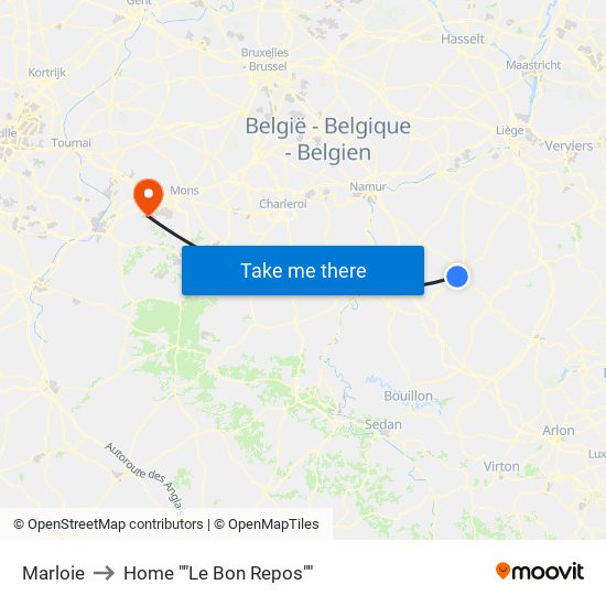Marloie to Home ""Le Bon Repos"" map