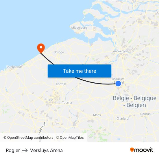 Rogier to Versluys Arena map