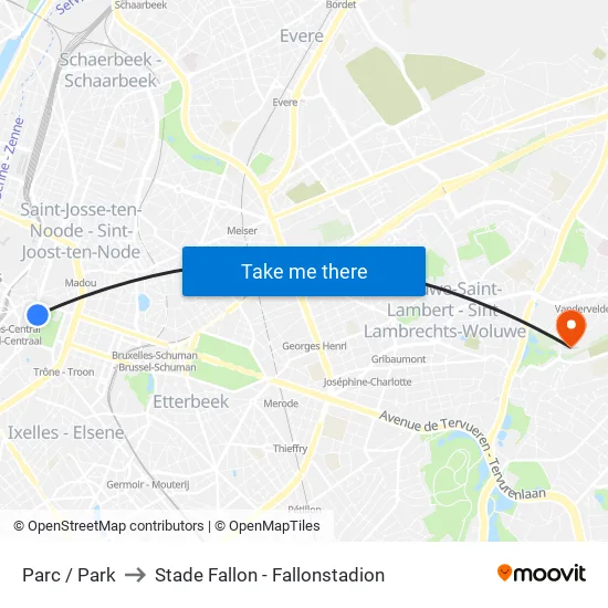 Parc / Park to Stade Fallon - Fallonstadion map