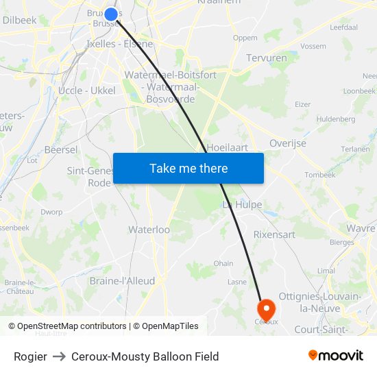 Rogier to Ceroux-Mousty Balloon Field map
