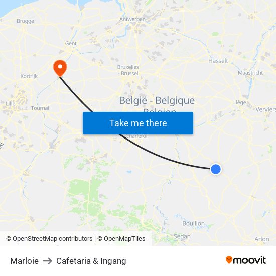 Marloie to Cafetaria & Ingang map