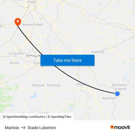 Marloie to Stade Luberton map