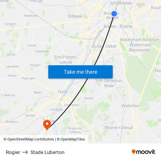 Rogier to Stade Luberton map
