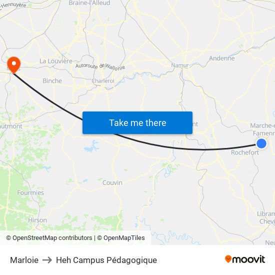Marloie to Heh Campus Pédagogique map