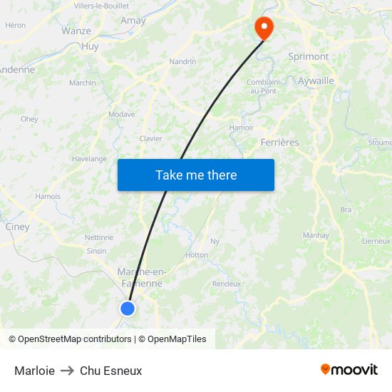 Marloie to Chu Esneux map