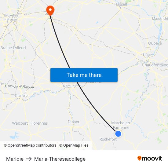 Marloie to Maria-Theresiacollege map