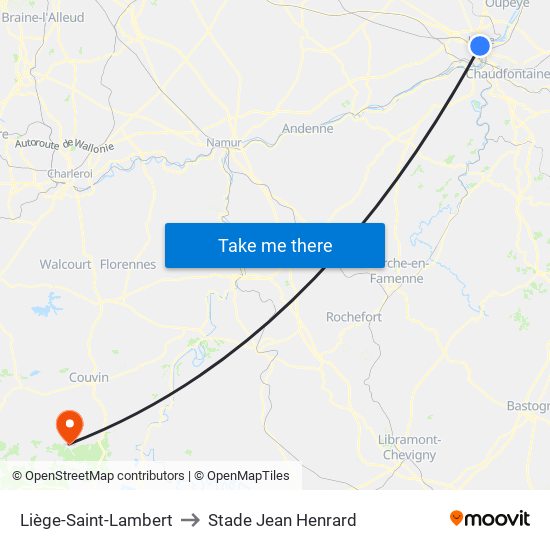 Liège-Saint-Lambert to Stade Jean Henrard map