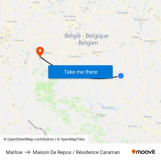 Marloie to Maison De Repos / Résidence Caraman map