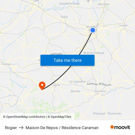 Rogier to Maison De Repos / Résidence Caraman map
